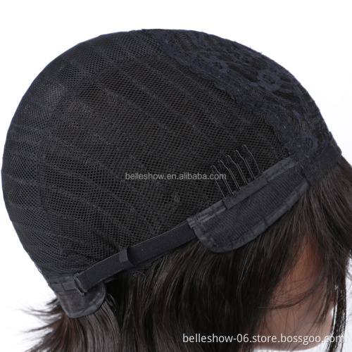 Hot sell 11 Inches Short Bob Natural Black  Dark Color Wavy Heat Resistant Synthetic Fiber Hair Bob Wigs